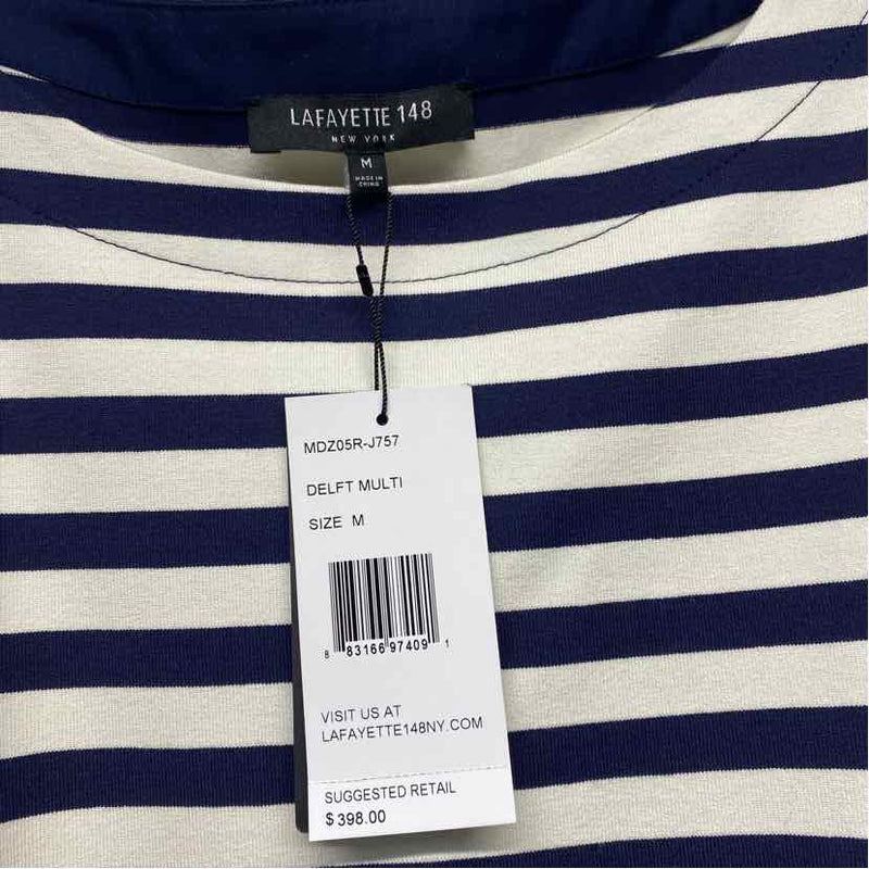 Lafayette 148 Size M Women's Navy-White Stripe Dress