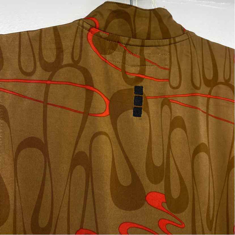 Jamie Sadock Size S Women's Brown-Red Pattern Mock Neck Sleeveless Top
