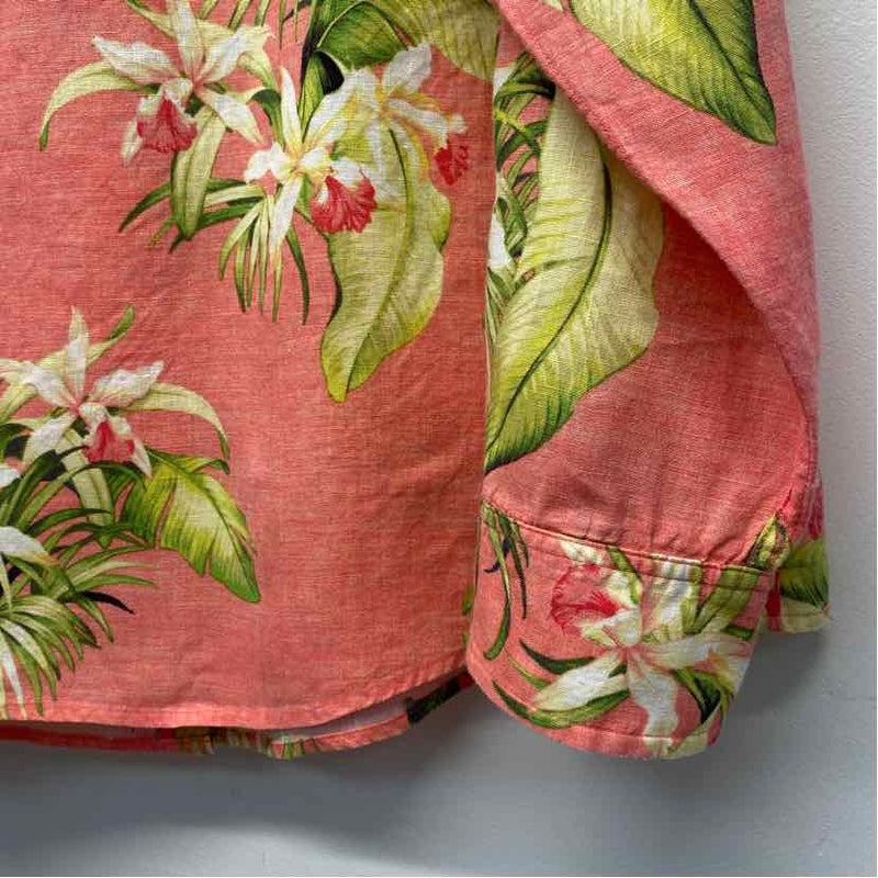 Tommy Bahama Size Xl Women's Coral-Multi Floral Button Up Shirt