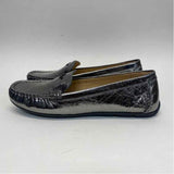 Coach Size 10 Women's Silver Cracked Loafer Shoes