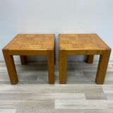 Square Oak Wood Square Inlaid Side Table
