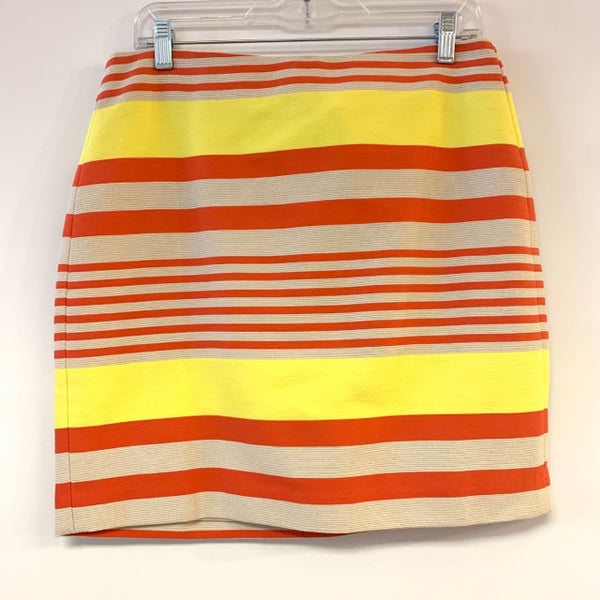Ann Taylor Women's Size 6 Coral-Multi Striped Pencil-Knee Skirt