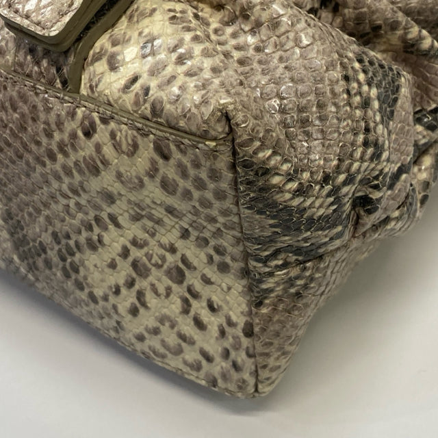 Cole Haan Tan-Grey Leather Animal Print Shoulder Handbag