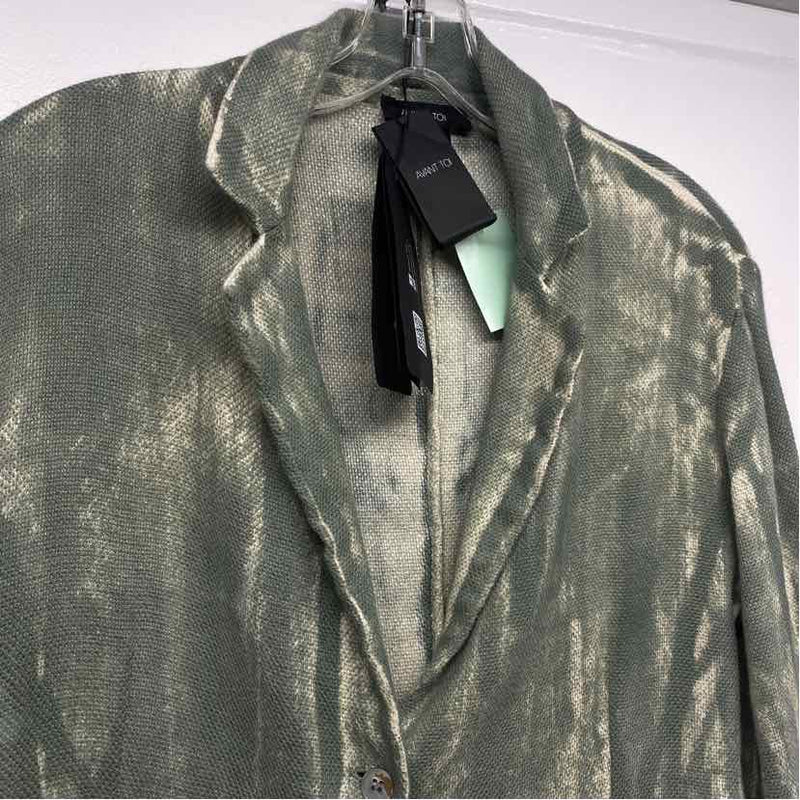Avant Toi Women's Size S Green-Beige Pattern Button Up Coat