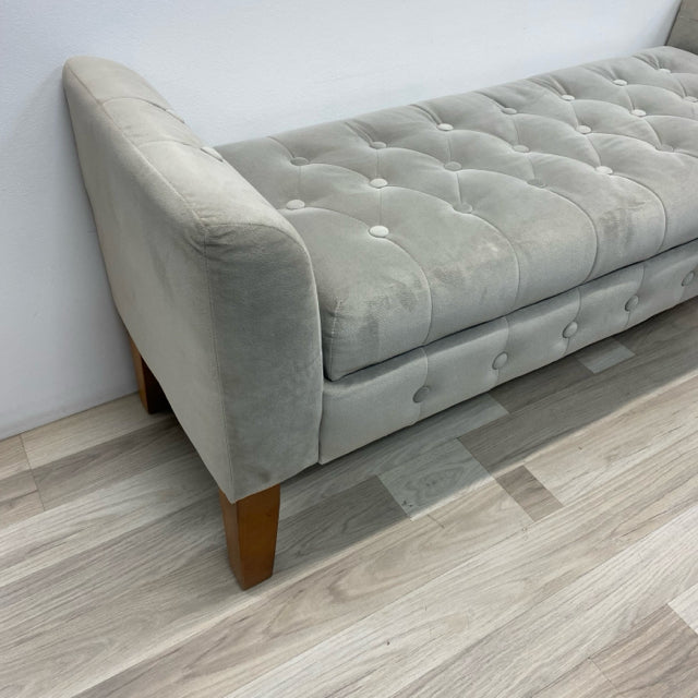 Storage Light Gray Velvet Bench
