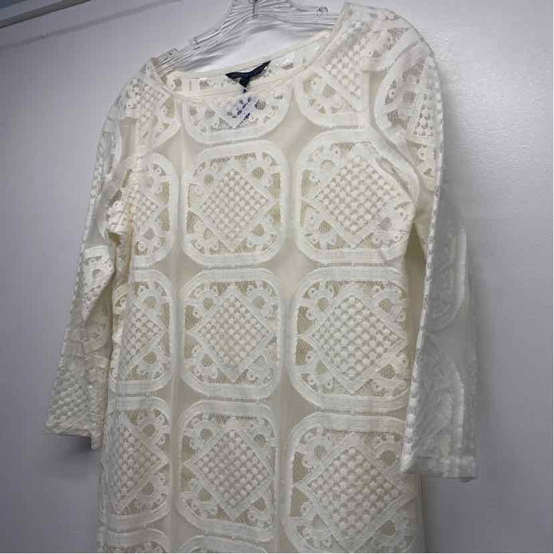 Felicity & Coco Size S Women's Offwhite Solid Long Sleeve Dress