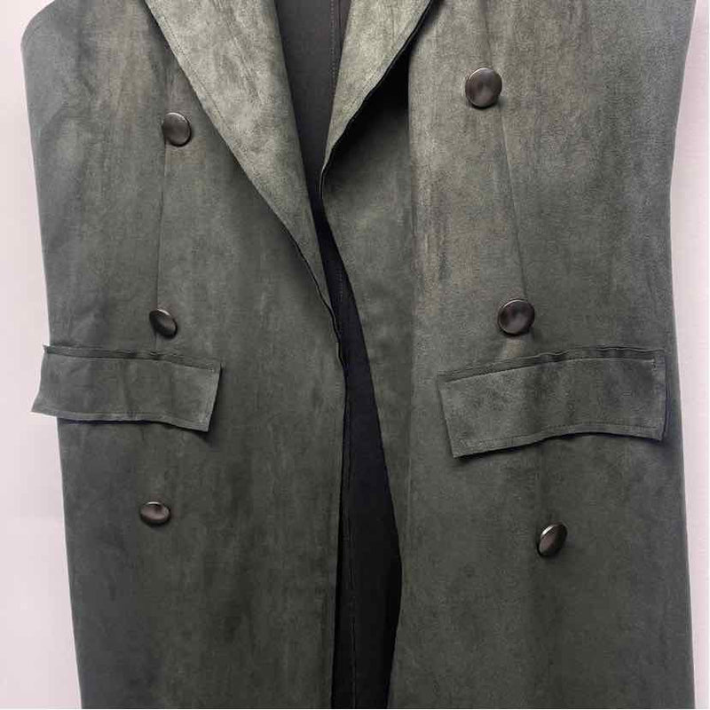 Peck & Peck Women's Size L Green Solid Maxi Cardigan Vest