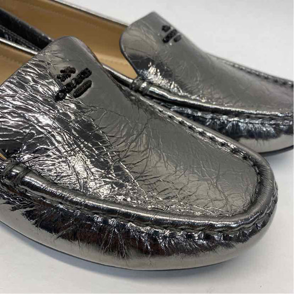 Coach Size 10 Women's Silver Cracked Loafer Shoes