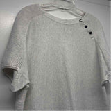 Kinross Size M Women's Light Gray Tweed Crew Neck Short Sleeve Top