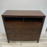 Brown Wood Solid 3 Drawers 2 Open Shelves Dressers/Chest