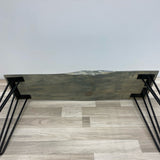 Handmade Gray Wood Bench w Black Pin Legs