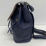 Levenger Navy Leather Solid Backpack Handbag