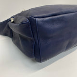 Le Donne Blue Leather Pebbled Shoulder Handbag