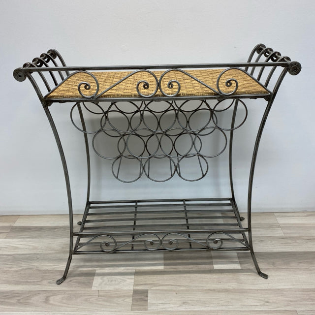 Pier 1 Natural-Silver Iron-Wicker Wine Rack