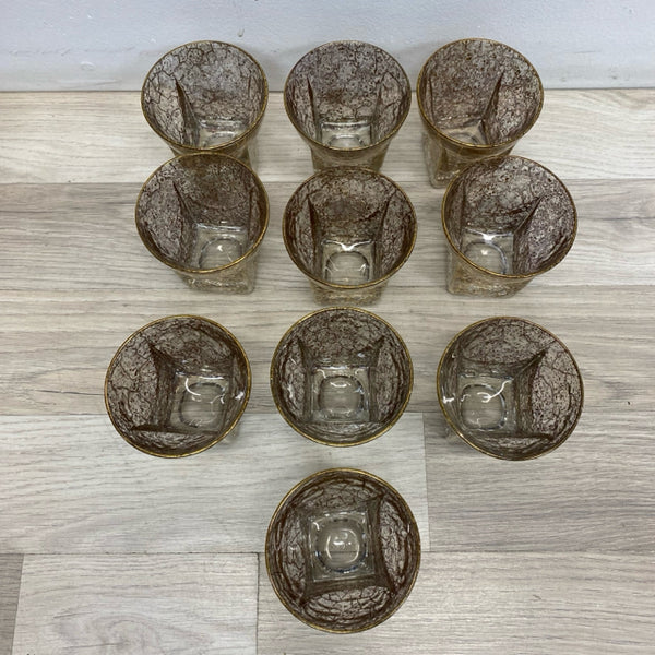 Gold Pattern Short Glassware - Set of 10