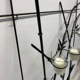 Black Metal Bamboo leaves - with glass Candle holders Wall Decor