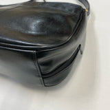 Clubhouse Black Leather Solid Crossbody Handbag