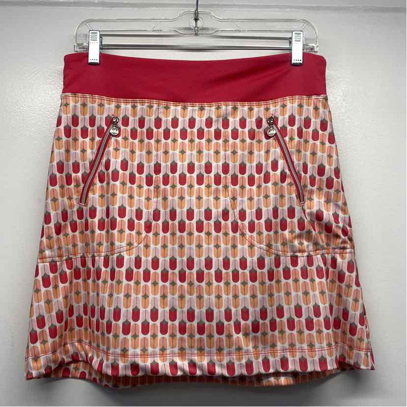 Daily Sports Size S Women's Coral-Multi Pattern Pull On Skort
