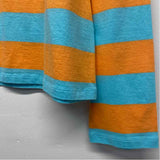 Kule Size L Women's Blue-Orange Stripe Polo Long Sleeve Top