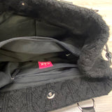 The Sak Black Solid Knit-Leather Handbag