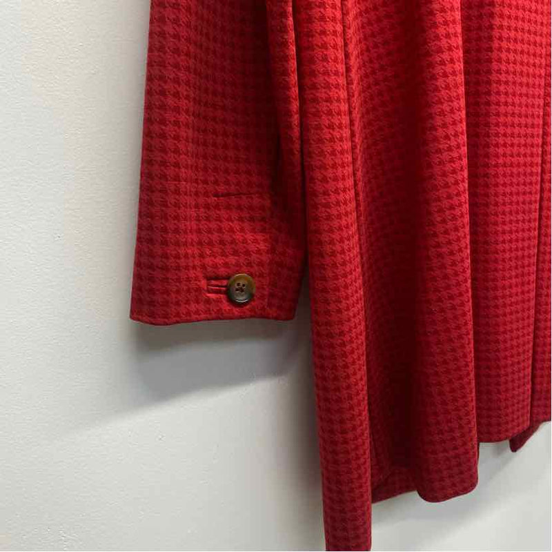 Cabi Women's Size L Red Houndstooth Cape Coat