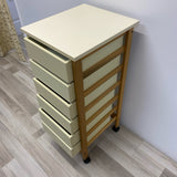 Rolling Off White Cabinet with wood Frame