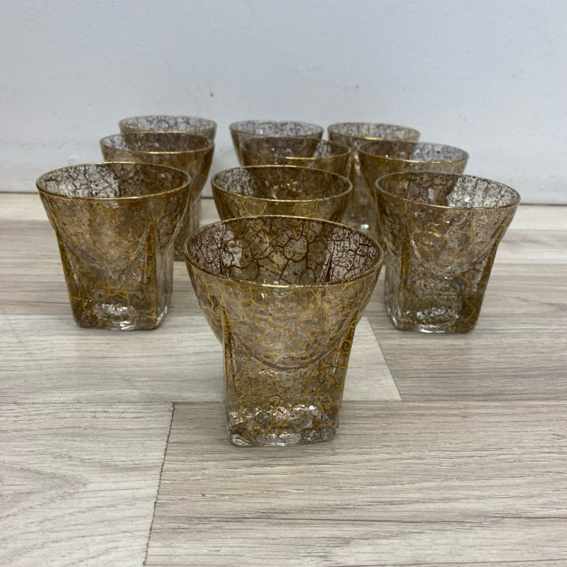 Gold Pattern Short Glassware - Set of 10