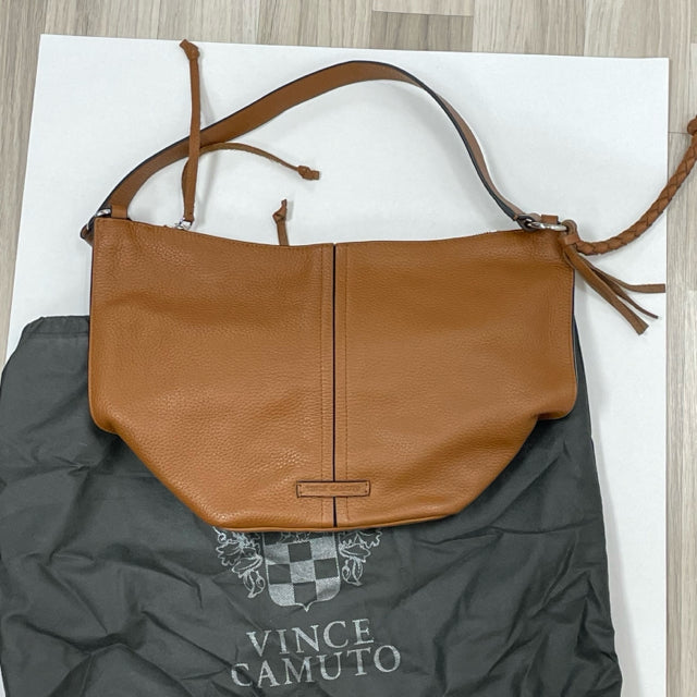 Vince Camuto Caramel Leather Pebbled Shoulder Handbag