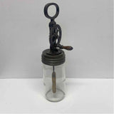 Antique Clear Glass Metal Round Butter Churn