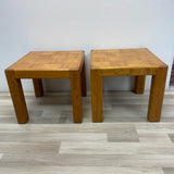 Square Oak Wood Square Inlaid Side Table