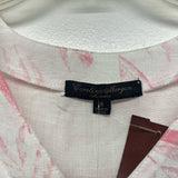 Caroline Morgan Size 8-M Women's White-Pink Leaves V Neck Blouse