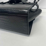 Michael Kors Black Leather Animal Print Satchel Handbag