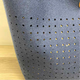 Graf Lantz Navy-Brown Boilded Wool Cutout Tote