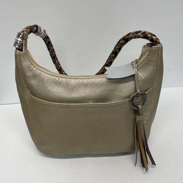 Brighton Gold Leather Pebbled Shoulder Handbag