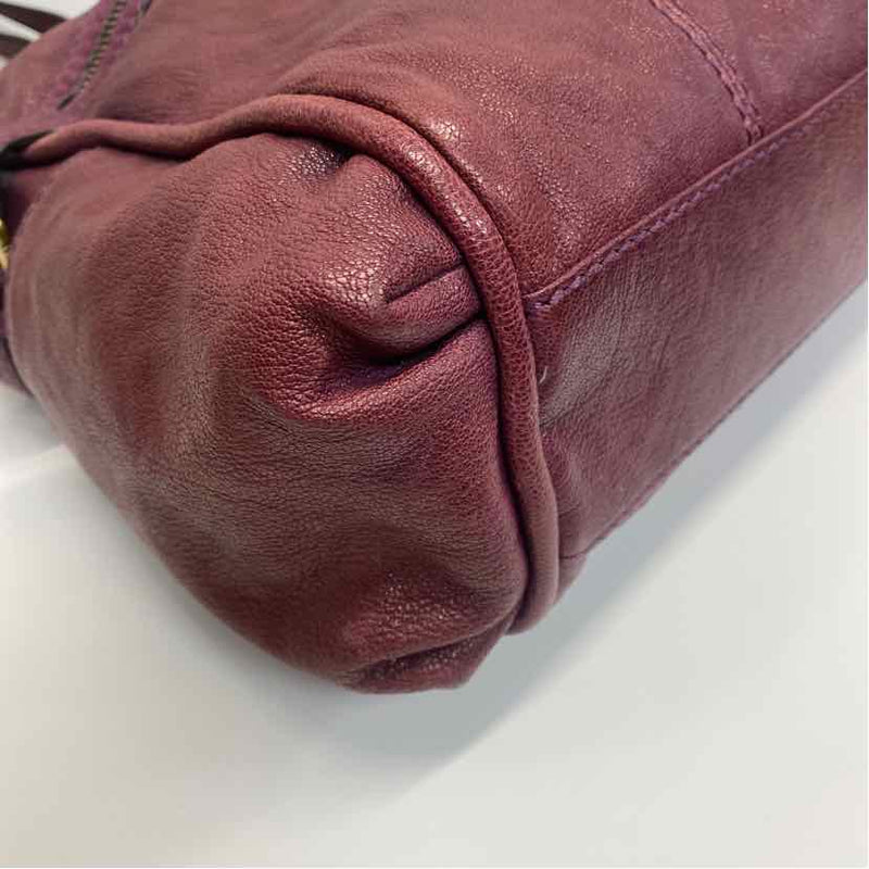 Gianni Bini Purple Distressed Leather Shoulder Handbag