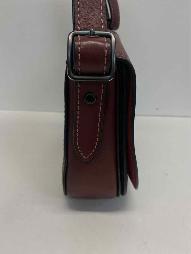 Coach Burgundy Solid Leather Crossbody Handbag