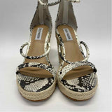 Steve Madden Size 8.5 Women's Black-White Animal Print Espadrille Sandals