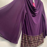 MSK Size M Women's Purple Beaded Cowl Neck Blouse