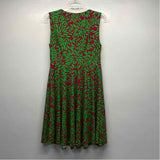 Arugh Size M Women's Fushia-Lime Pattern Fit And Flare Dress