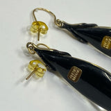 Alexis Bittar Stylized Leaf-Shaped Dangle with Metallic Gold Design  Earrings