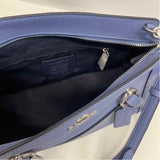 Coach Blue Solid Leather Satchel Handbag