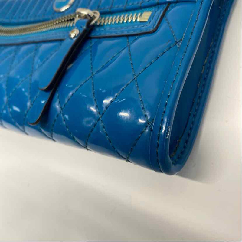 Coach Blue Patent Leather Quilted Wristlet