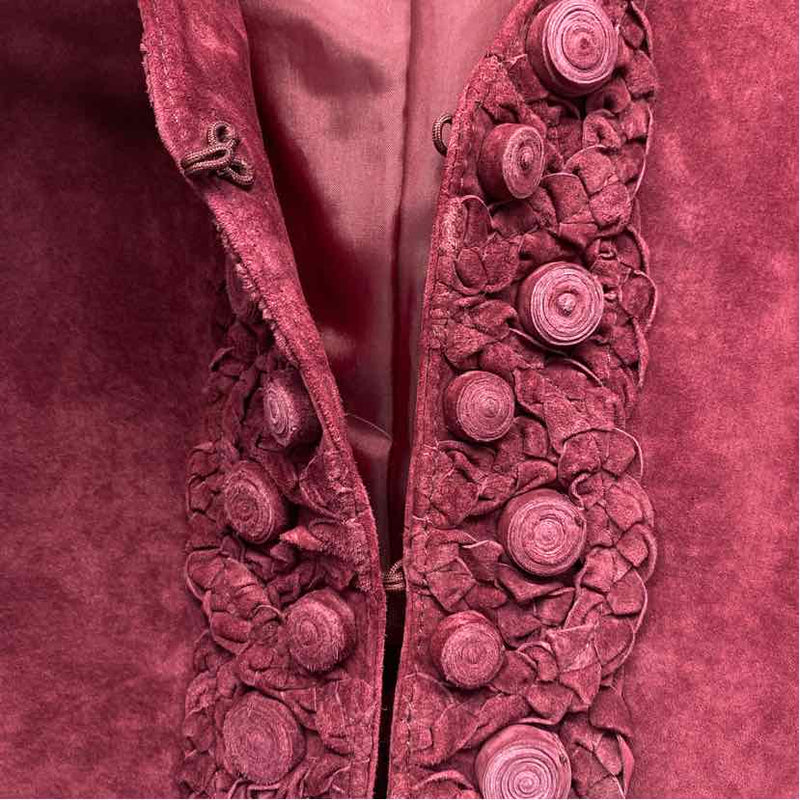 Chico's Women's Size 3-XL Burgundy Textured Button Up Vest