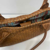 Fossil Brown Leather Woven Satchel Handbag