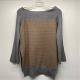 By Anthropologie Size S Women's Gray-Orange Stripe Pullover Sweater