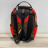 Sprayground Brown-Red Faux Leather Patchwork Backpack