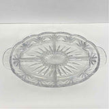 Royal Limited Clear Cut Crystal Divided Dish w Handles