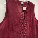 Chico's Women's Size 3-XL Burgundy Textured Button Up Vest