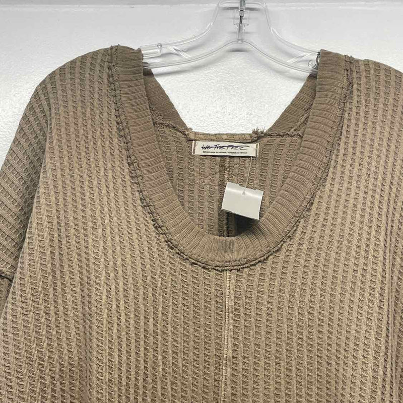 We the Free Size S Women's Tan Solid Scoop Neck Sweater