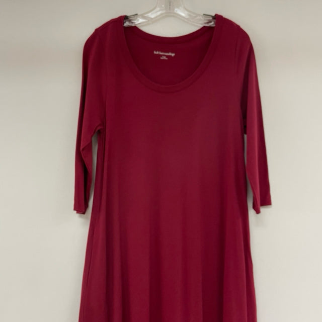 Soft Surroundings Size L Women's Red Solid Maxi-Long Sleeve Dress